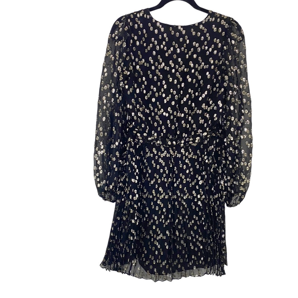 A Loves A Silk Metallic Pleated Long Sleeve Babydoll Dress Sz S $259 NEW HSH - Picture 8 of 12